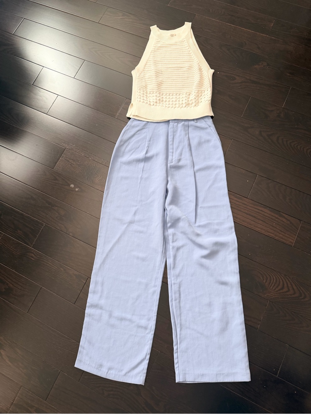 Zara Wide-Leg High-Rise Pants in cornflower Blue Size Small
